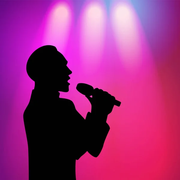 Vector man singing silhouette — Stock Vector
