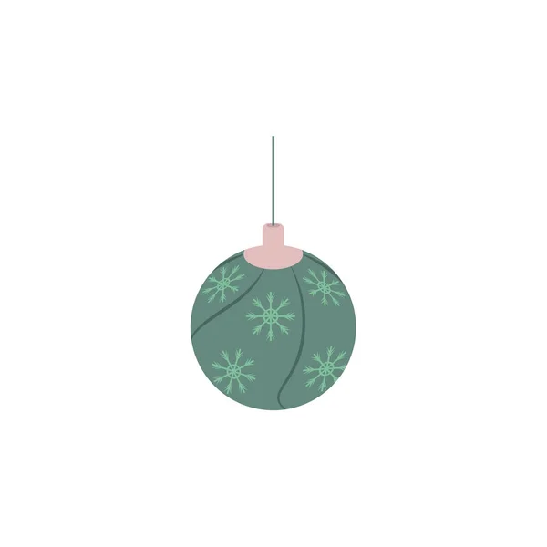 Hängande Christmas ball dekorerad med snöflingor — Stock vektor