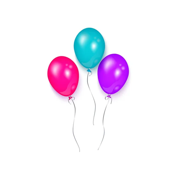 Glänzender Luftballon, Dekorationselement für Geburtstagsfeier — Stockvektor