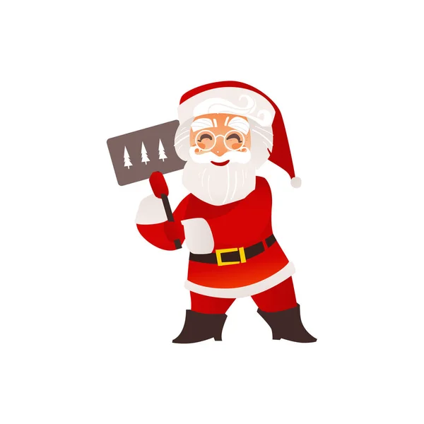 Funny Santa Claus in glasses with Christmas sign — Stock Vector