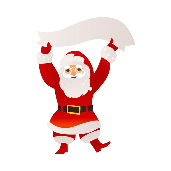 Santa Claus in glasses holding blank, empty banner — Stock Vector