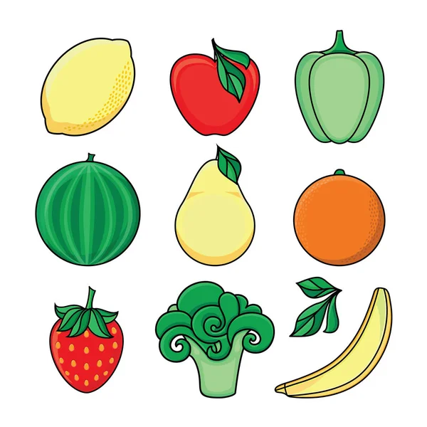 Vektorové skici styl čerstvé ovoce, zeleninu sada — Stockový vektor