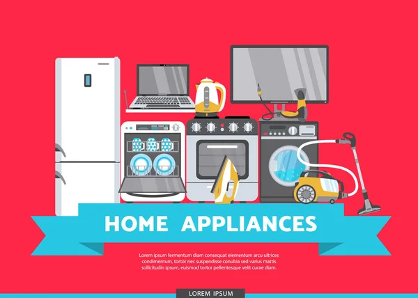 Vector plana electrodomésticos venta icono conjunto — Archivo Imágenes Vectoriales