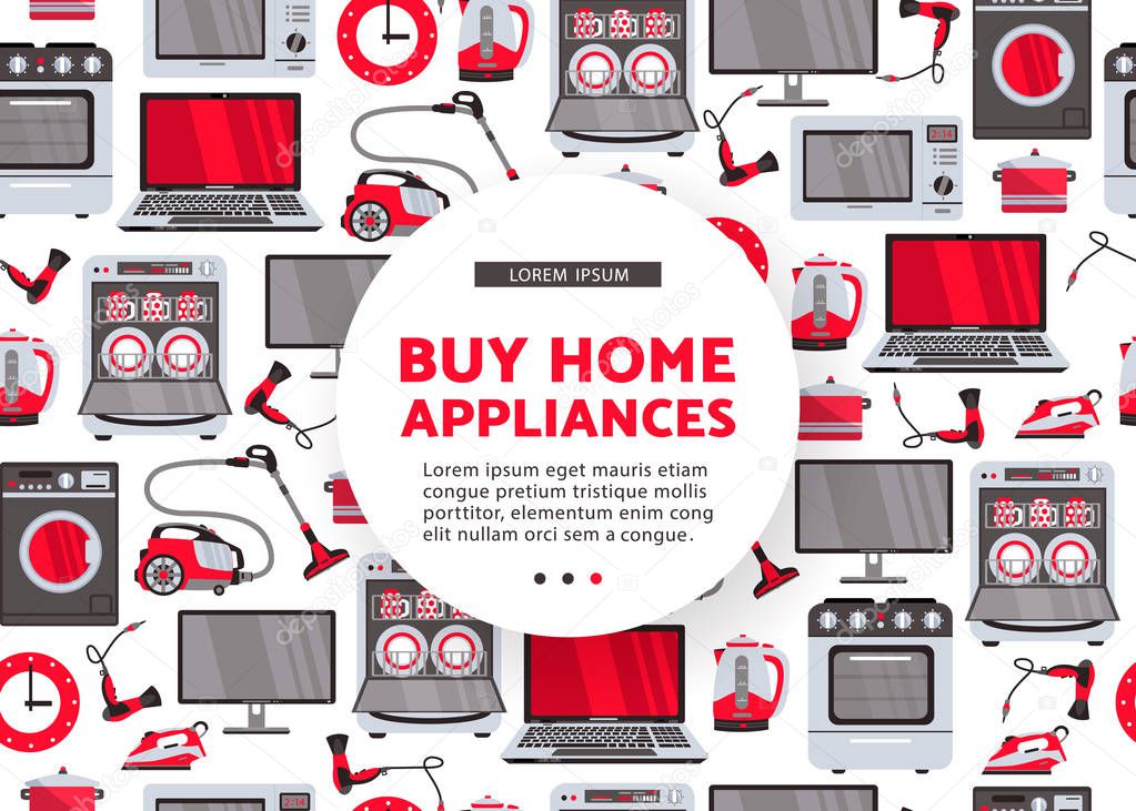 vector flat home appliance sale icon set