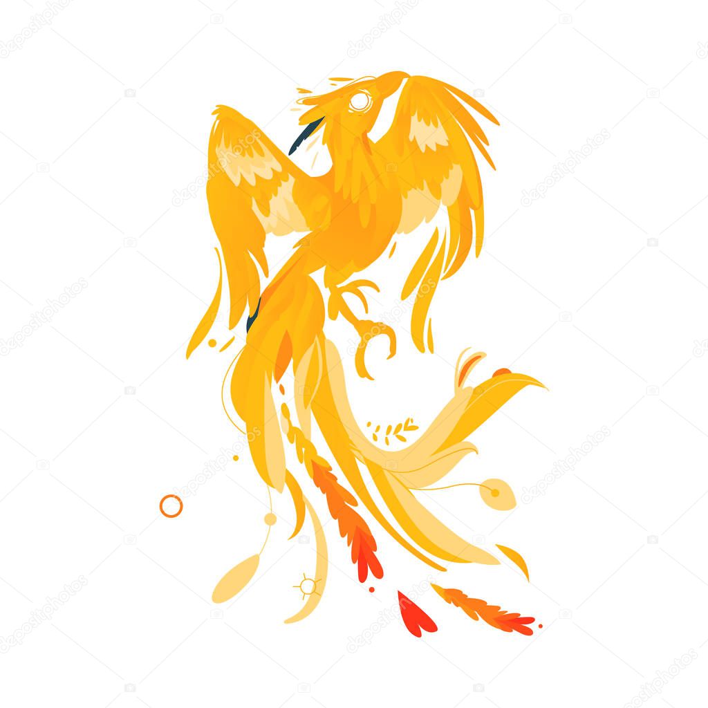 Mythical phoenix bird creature from fairy tales