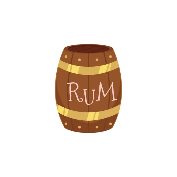 Illustrazione isolata del barilotto di rum del vettore di legno — Vettoriale Stock