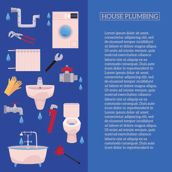 Vector house plumbing poster infographics — Stock Vector