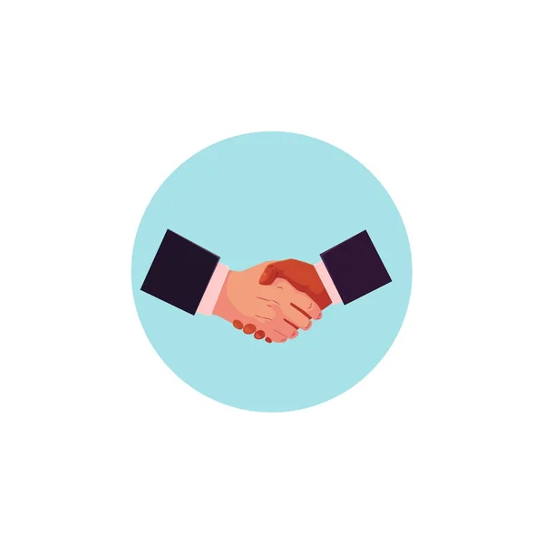 Vector flat man handshake icon — Stock Vector