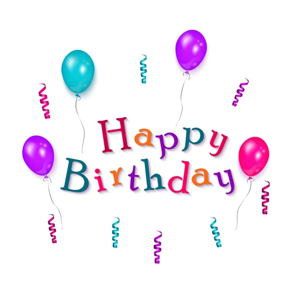 Greeting card - Happy Birthday text and balloons — Stock Vector