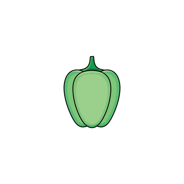 Επίπεδη σκίτσο διάνυσμα στυλ πράσινο φρέσκο ώριμα πιπέρι — Διανυσματικό Αρχείο