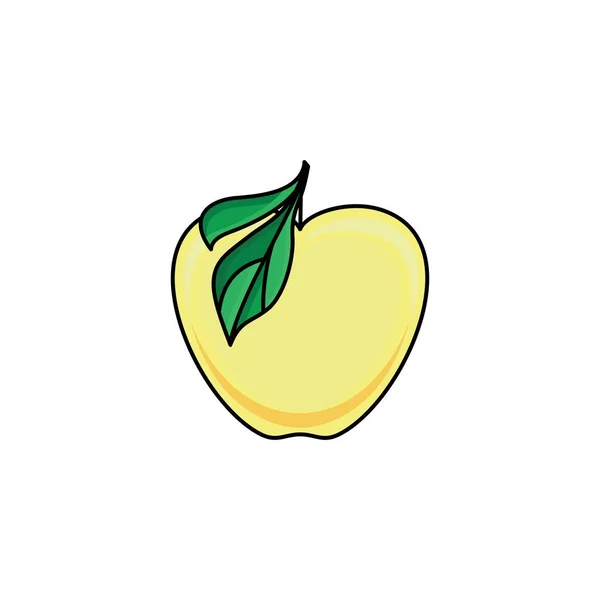 Vector plano boceto estilo amarillo fresco maduro manzana — Archivo Imágenes Vectoriales