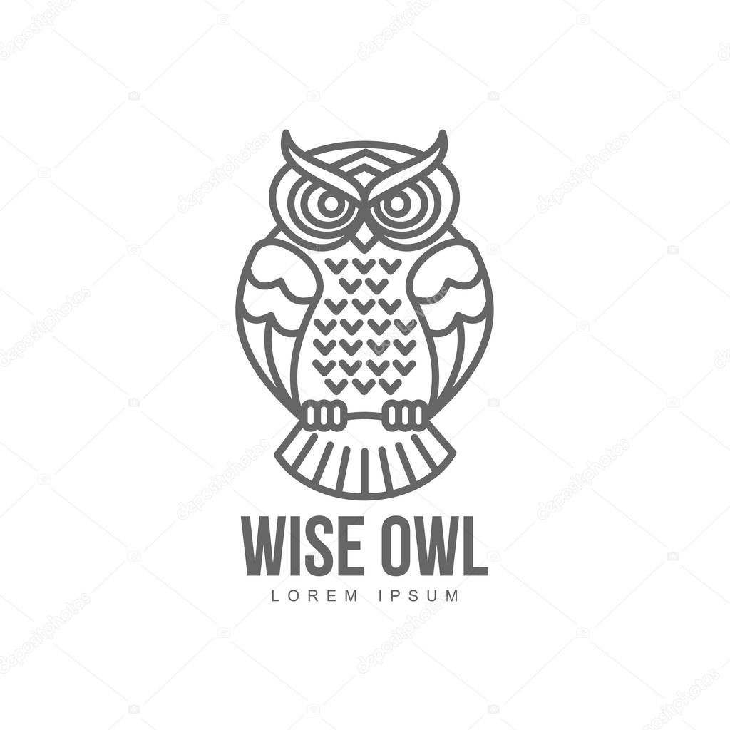 vector hand drawn stylized owl bird icon