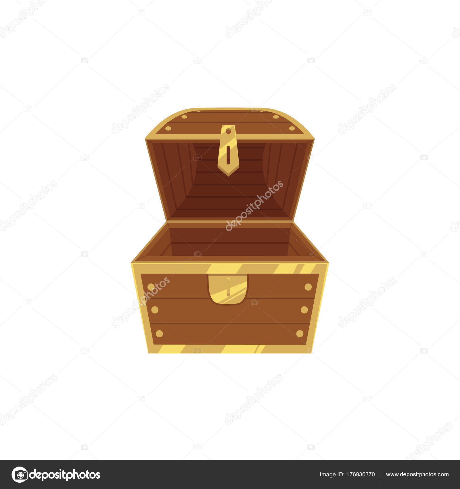 illustration chest empty treasure design lock object isolated wood