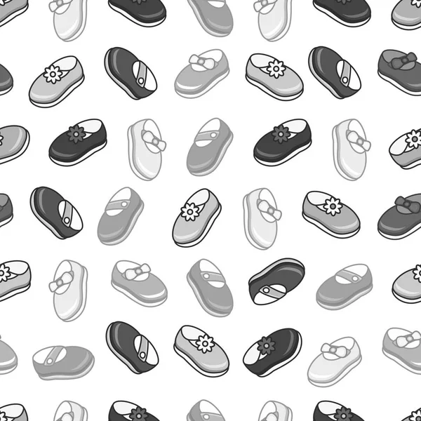 フラット モノクロ子供靴のシームレスなパターンをベクトルします。 — ストックベクタ