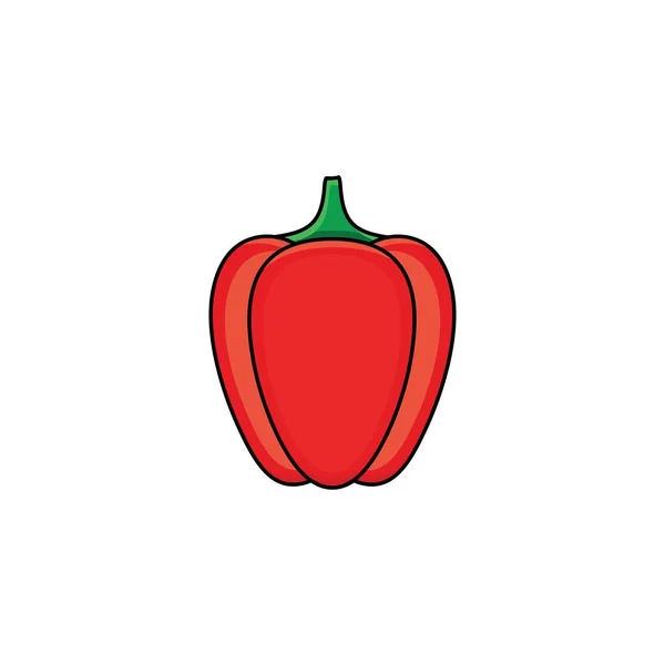 Vecteur plat croquis style poivre frais rouge mûr — Image vectorielle