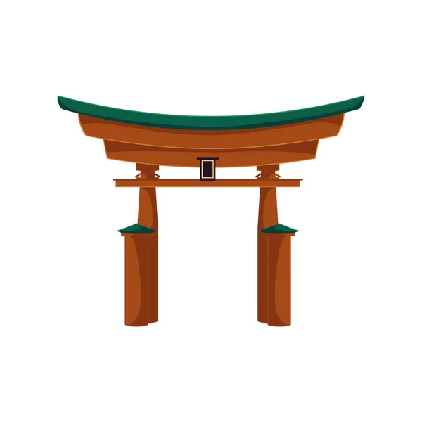 Vector flat japanese torii gate icon isolated — Stock Vector