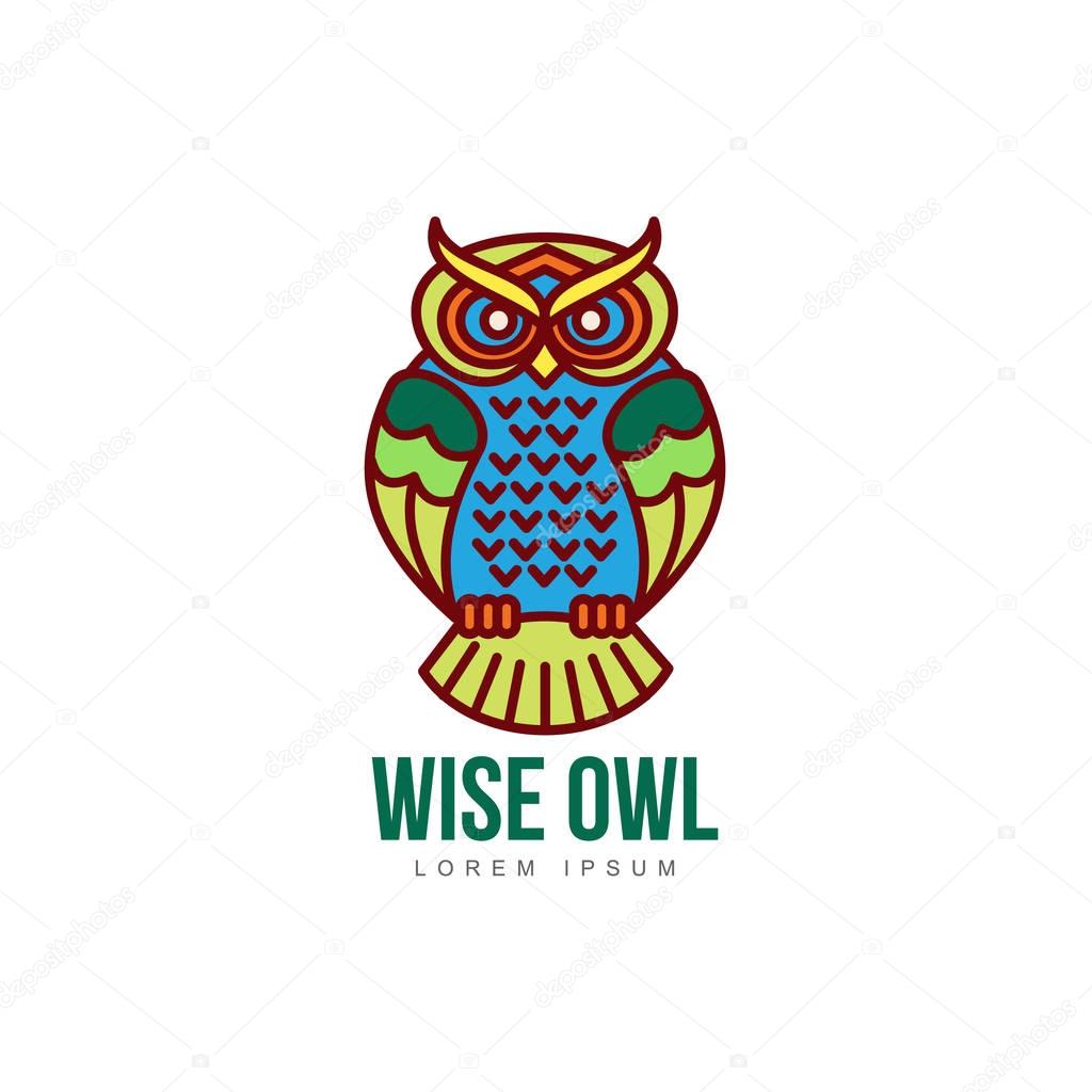 vector hand drawn stylized owl bird icon