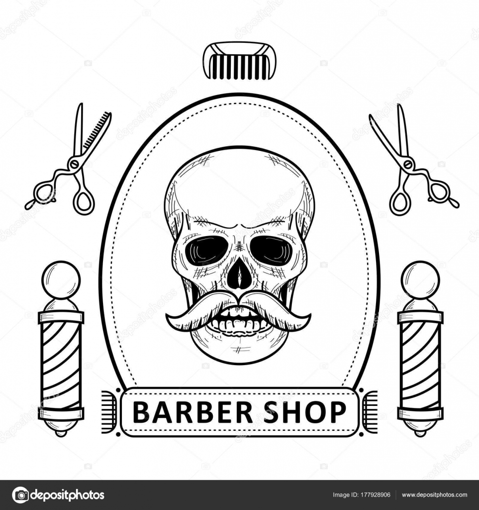 Black and white set of outlined barbershop items Stock Vector Image by  ©Sabelskaya #177928906