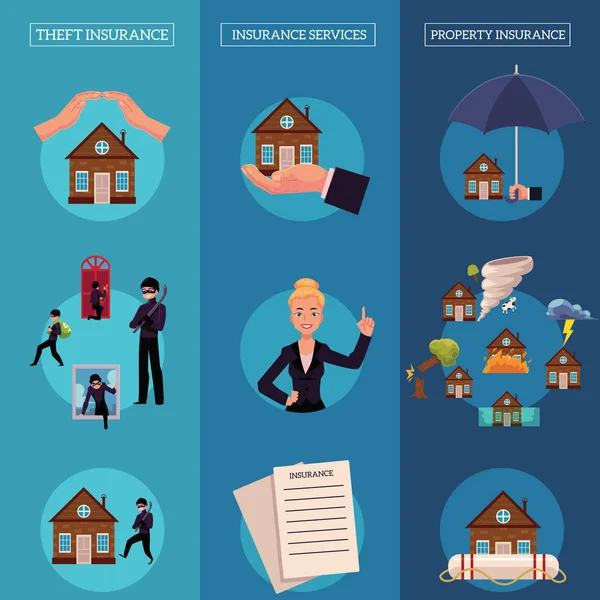 Vector house insurance infographic poster — Stock Vector