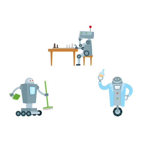 Διάνυσμα σύνολο απομονωμένων επίπεδη ρομπότ — Διανυσματικό Αρχείο