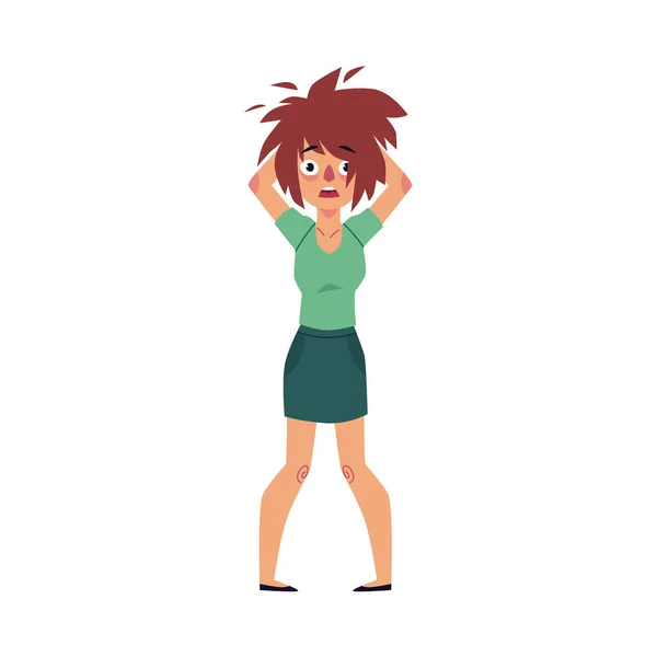 Stressé femme déchirant les cheveux dans la frustration — Image vectorielle
