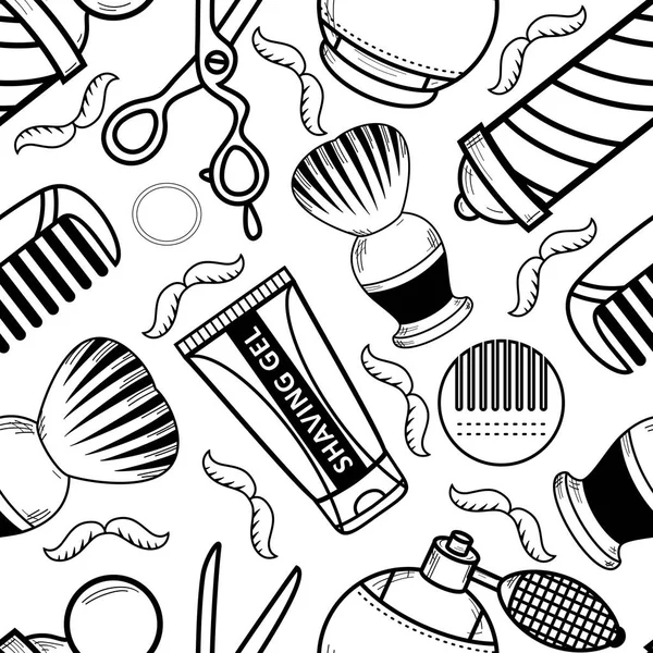 Vector flat barber shop tool icon seamless pattern — Stock Vector