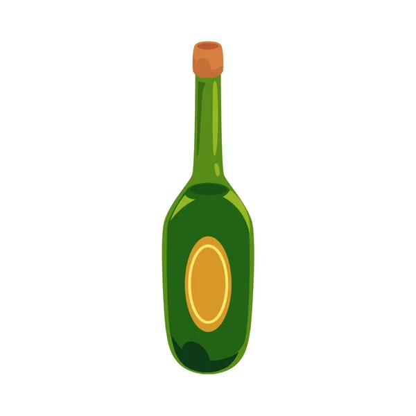 Frasco de champanhe de vidro verde com etiqueta dourada — Vetor de Stock