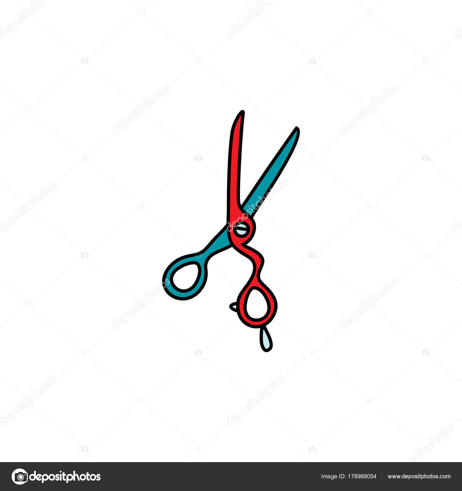 Vector Flat Hair Scissors Icon Isolated Stock Vector