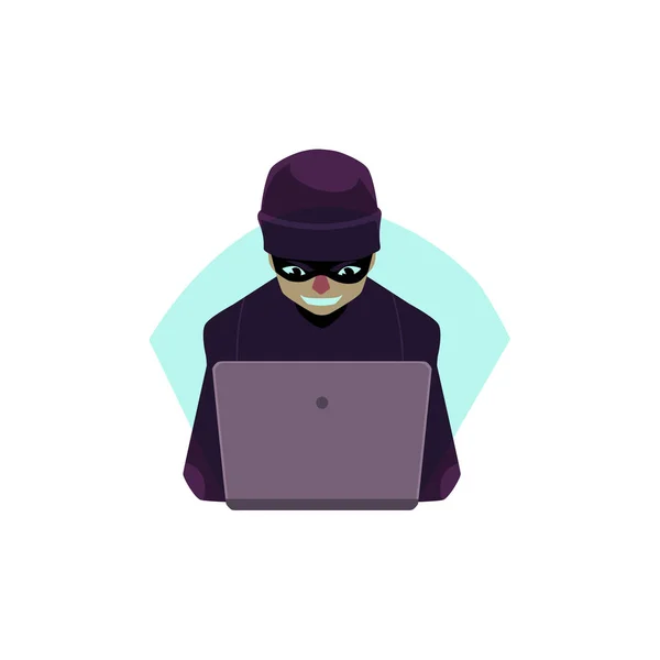 Vektor lapos hacker elszigetelt laptop — Stock Vector