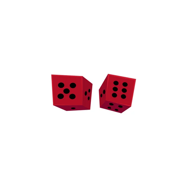 Due dadi da casinò rossi cadenti, dispositivi di gioco d'azzardo — Vettoriale Stock