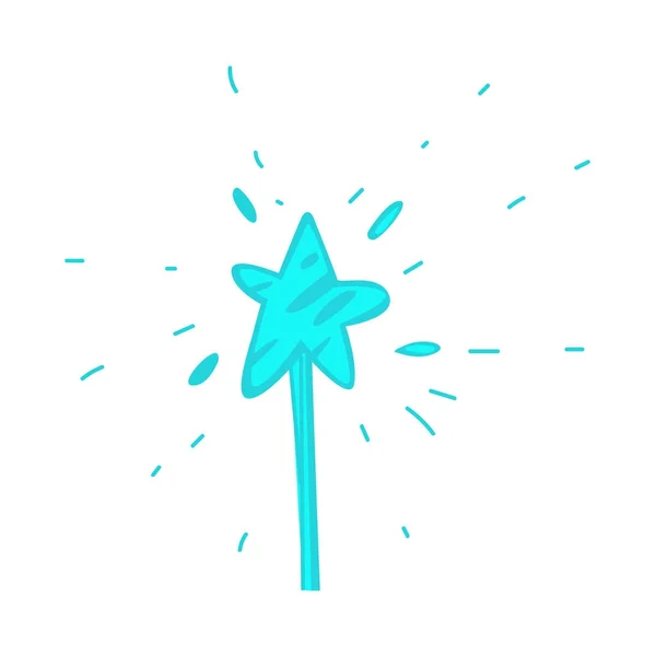 Vector cartoon hand drawn magic wand with star. — Stock Vector