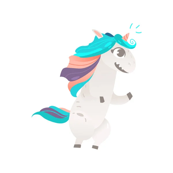 Vector personaje de dibujos animados unicornio aislado — Vector de stock