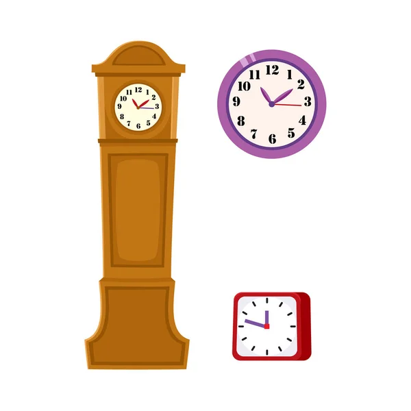 Vector flat clock types icon set isolated — Stock Vector