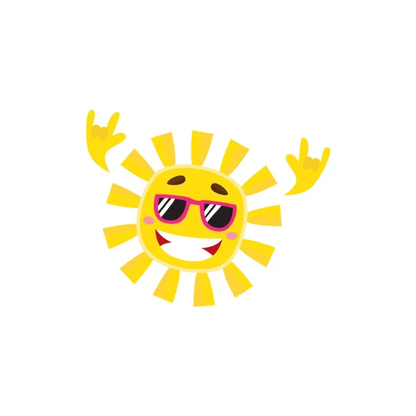 Carácter feliz del sol del rock n roll en gafas de sol — Archivo Imágenes Vectoriales