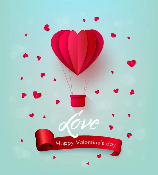 Vector happy valentines day hart luchtballon — Stockvector