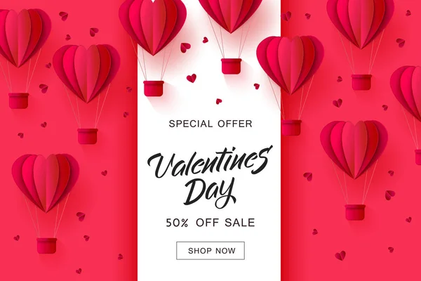 Vector valentines day sale paper origami heart — Stock Vector