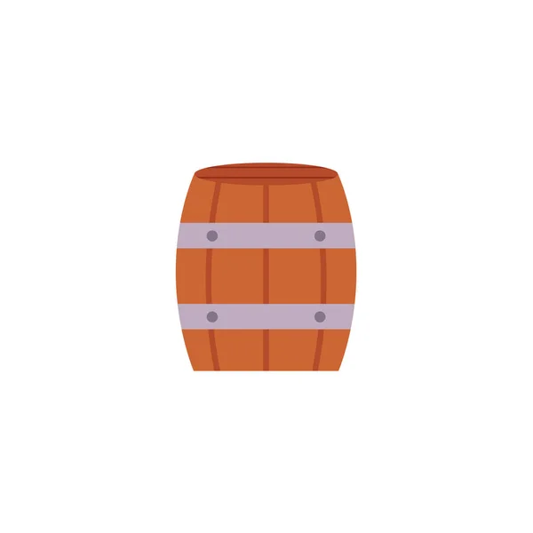 木制啤酒、朗姆酒、葡萄酒桶的平面图标 — 图库矢量图片