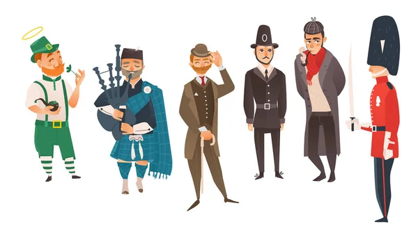 Вектор мультфільм людей в національних костюмах Великобританії встановити — стоковий вектор