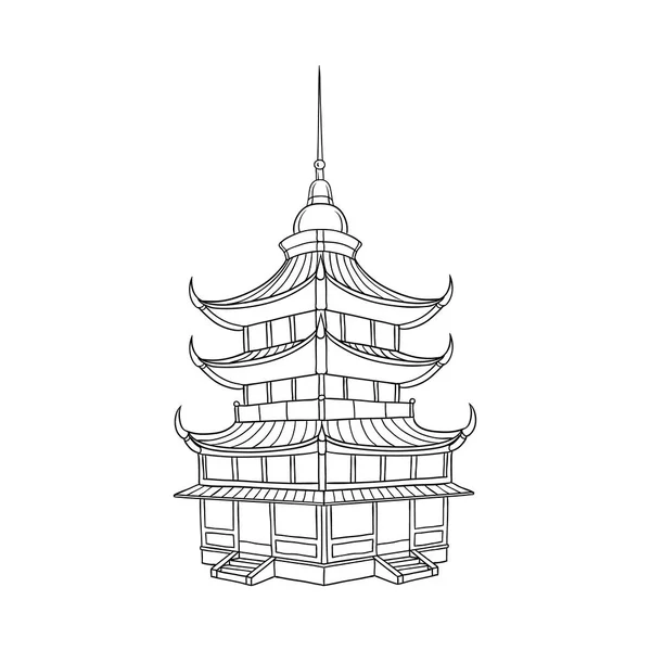 Hagyományos japán, kínai, ázsiai pagoda — Stock Vector