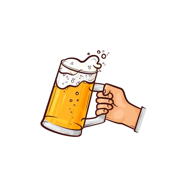 Hand gezogener Becher mit Bier, Ale, Cider — Stockvektor