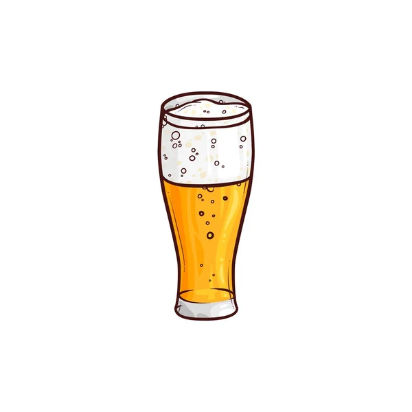 Bicchiere disegnato a mano di birra leggera, birra, birra, sidro — Vettoriale Stock