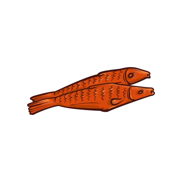 Twee gerookt, gezouten vis, haring, Makrelen — Stockvector