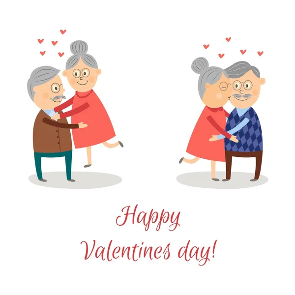 Векторная пожилая пара влюбленных, день святого Валентина — стоковый вектор