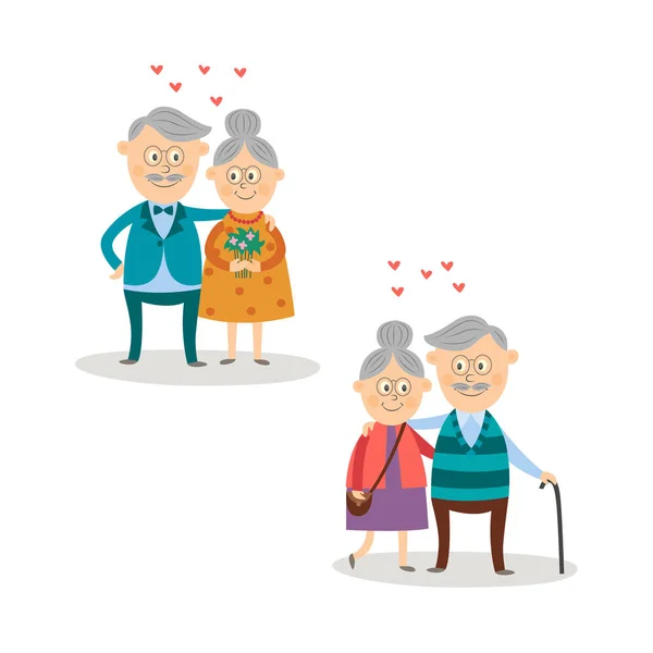 Vektor älteres verliebtes Paar, Valentinstag gesetzt — Stockvektor