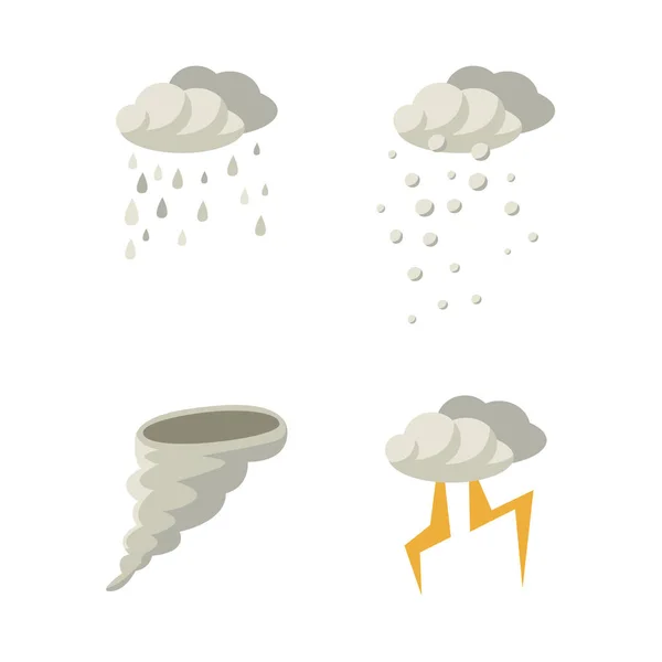 Dåligt väder Ikonuppsättning - regn, snö, storm, tornado — Stock vektor