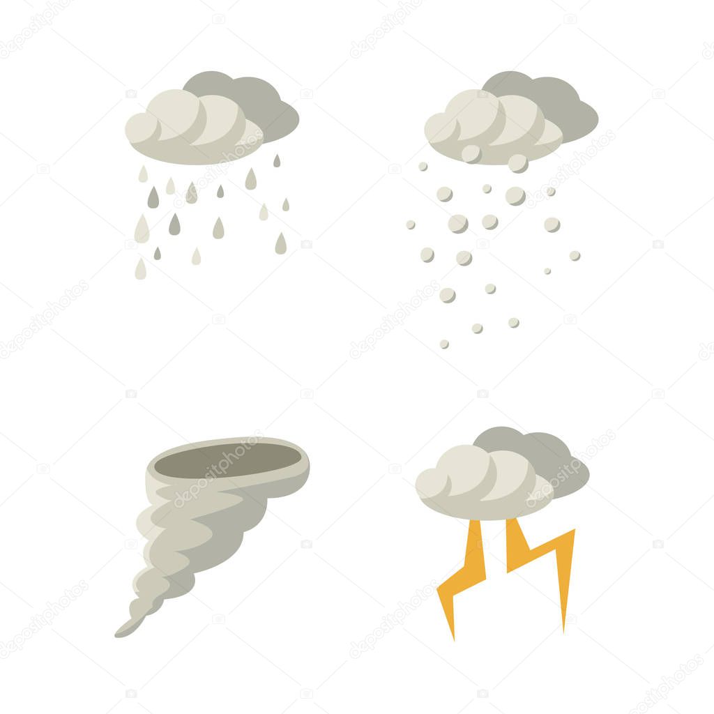 Bad weather icon set - rain, snow, storm, tornado