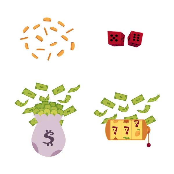 Vector flat casino symbols icon set — Stock Vector