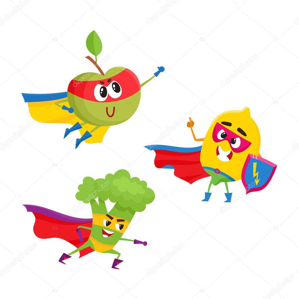 vector flat fruit characters in mask set