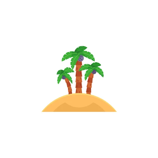 Tropical island with three coconut palm trees — Stock Vector