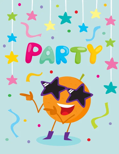 Party flayer template with funny avocado character — Stock Vector